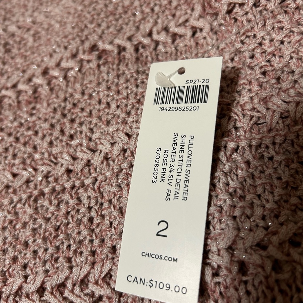 NWT Chicos 3/4 length sweater, very pretty, size large (Chicos size 2) - Picture 6 of 8